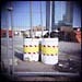 Oil drums in the London Docklands.