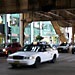 Traffic under the EL-train in Chicago.