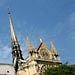 An unusual view of Notre Dame from the Seine. Paris.