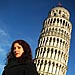 My wife Lauri in front of the Leaning Tower of Pisa.